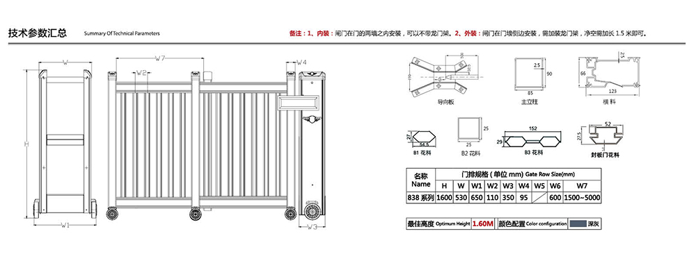 838B3宙斯盾段滑門參數(shù)